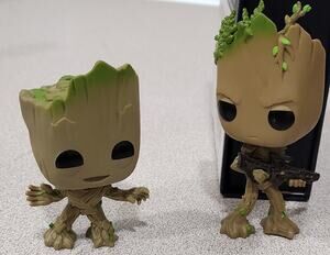 Funko I Am Groot w/blaster and Baby Groot Guardian of Galaxy Bobble Heads 2 Pc